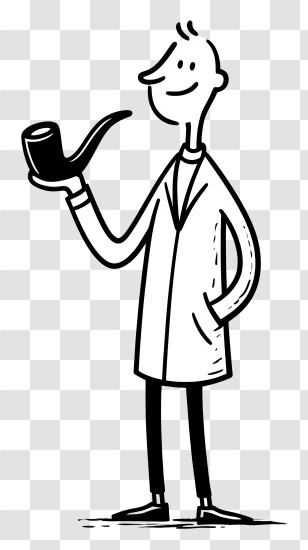 Smoking Pipe Outline - Man With Pipe Cartoon Transparent PNG