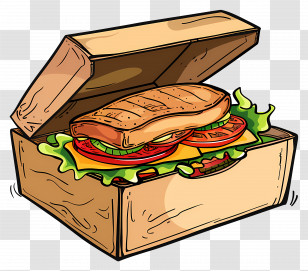 Sandwich In Brown Paper Box - Delicious Sandwich In A Brown Paper Box Transparent PNG