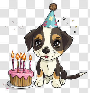 Pet Birthday - Cartoon Dog With Birthday Cake And Candles Transparent PNG