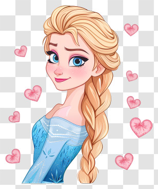 Frozen Elsa Princess - Cartoon Princess Surrounded By Hearts Transparent PNG