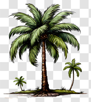 Coconut Tree - Palm Trees On An Island Illustration Transparent PNG