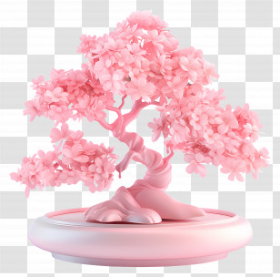 Pink Bonsai Tree - Decorative Pink Bonsai Tree For Interior Design Transparent PNG