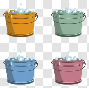 Metal Buckets - Colorful Buckets With Bubbles Transparent PNG