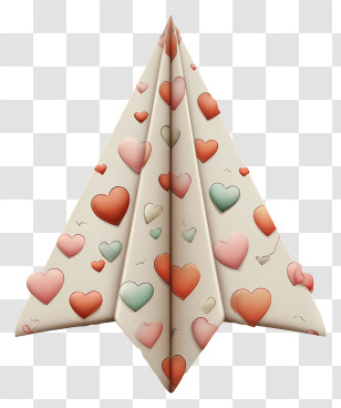 Love Paper Plane - Heart-Pattern Paper Airplane Transparent PNG