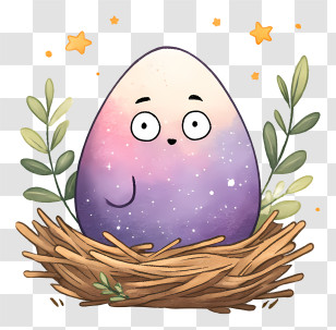 Cartoon Egg In Nest - Cute Egg In Nest Transparent PNG