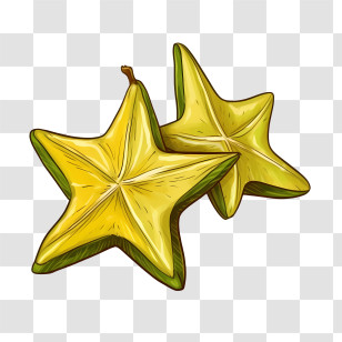 Starfruit - Yellow Star Fruit Slices Illustration Transparent PNG