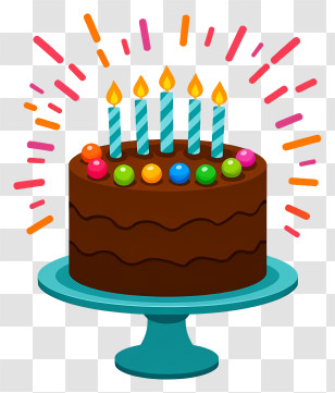 Birthday Cake - Chocolate Birthday Cake With Candles Transparent PNG