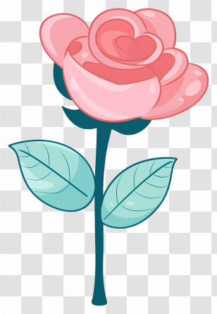 Red Rose - Pink Cartoon Flower Illustration Transparent PNG