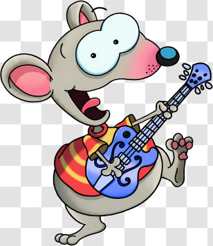 Music - Cartoon Mouse Playing Guitar Transparent PNG