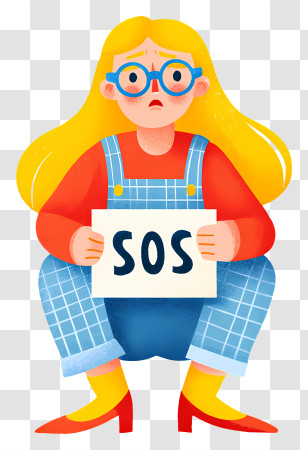Girl Sos - Girl Holding SOS Sign Transparent PNG