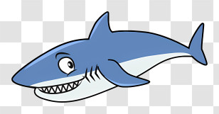 Cartoon - Smiling Cartoon Shark Illustration Transparent PNG
