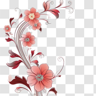 Abstract Flowers - Red Floral Decorative Swirl Design Transparent PNG