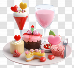 Valentines Day Dinner - Assorted Sweet Desserts Transparent PNG