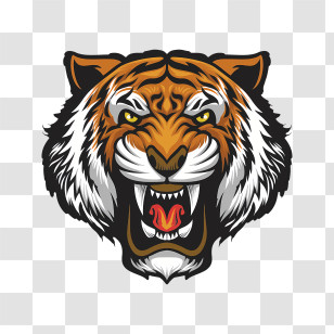 Tiger Logo - Fierce Tiger Head Illustration In Bold Colors Transparent PNG