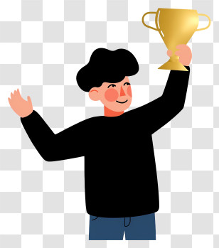 Winner Holding Trophy - Winner Holding A Trophy Transparent PNG