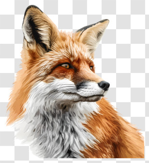 Fox - Red Fox Portrait Illustration Transparent PNG
