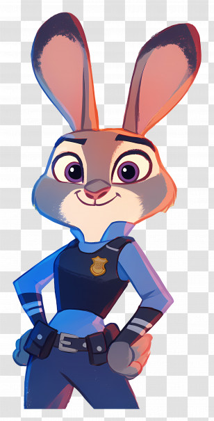 Judy Hopps - Animated Rabbit In Police Uniform For Cartoon Series Transparent PNG