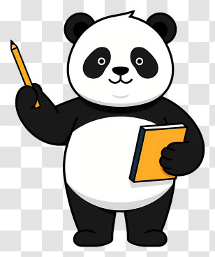 Panda Teacher With Pencil And Book Transparent PNG