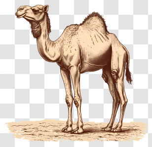 Camel - Dromedary Camel Standing On Sand Transparent PNG