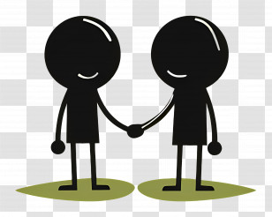 Stick Figure Shaking Hands - Stick Figures Shaking Hands Transparent PNG