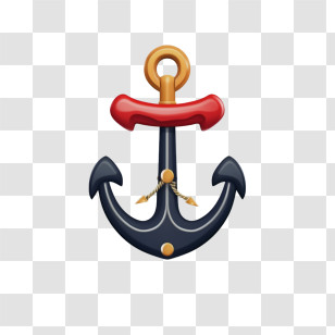 Anchor - Nautical Anchor With Red Handle Transparent PNG