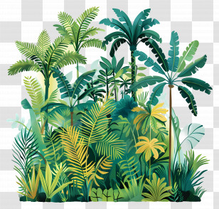 Rainforest - Lush Tropical Jungle Illustration Transparent PNG