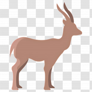 Gazelle - Antelope With Brown Horns In Flat Design Transparent PNG