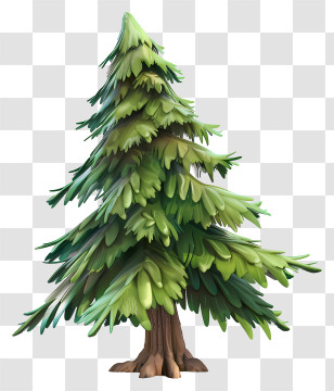 Fir Tree - Stylized Cartoon Evergreen Pine Tree Transparent PNG