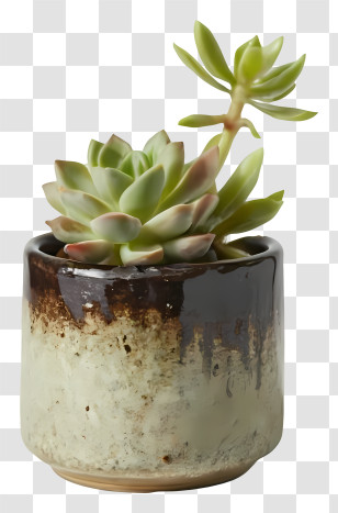 Cartoon - Succulent Plant In Rustic Ceramic Pot Transparent PNG