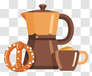 Coffee Pot - Coffee Pot And Pretzel Breakfast Transparent PNG
