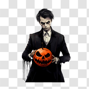 Vampire And Pumpkin - Vampire Holding Pumpkin Transparent PNG