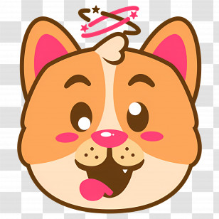 Cat Emoji - Cute Cartoon Dog Face Transparent PNG