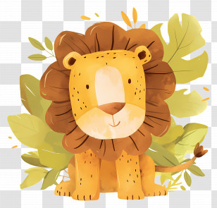Cute Cartoon Lion - Cute Cartoon Lion In Jungle Transparent PNG