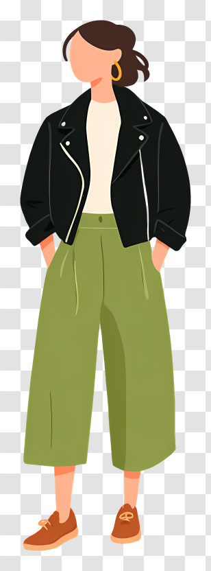 Woman Wearing Black Jacket - Woman In Leather Jacket Illustration Transparent PNG