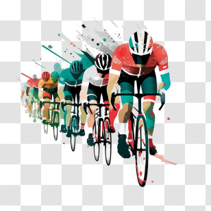 World Bicycle Day
 - Cyclists In A Colorful Competitive Formation Transparent PNG