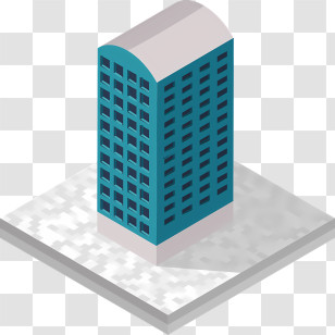 Cartoon - Tall Blue Building In The City Transparent PNG