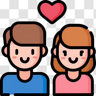 Love Couple - Couple Cartoon Illustration With Heart Transparent PNG