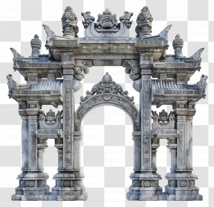 Temple Gate - Intricate Stone Archway Transparent PNG