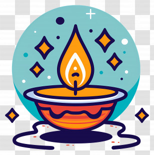 Diwali Lamp - Diya Lamp With Light Sparkles For Diwali Transparent PNG