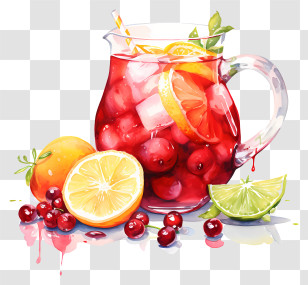 Colorful Drink - Refreshing Vibrant Fruit Punch With Citrus Slices Transparent PNG