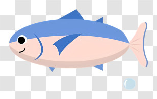 Icon - Cute Blue Fish Cartoon Illustration Transparent PNG