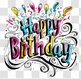 Happy Birthday - Colorful Happy Birthday Text Transparent PNG
