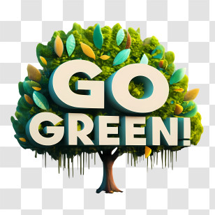 Go Green - Go Green Logo With Tree And Leaves Transparent PNG