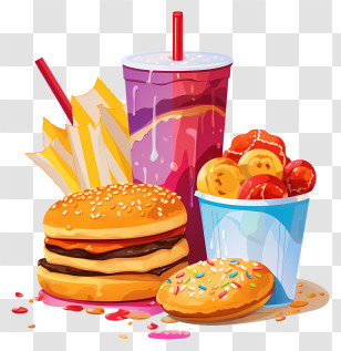 Fast Food - Delicious Fast Food Meal Transparent PNG