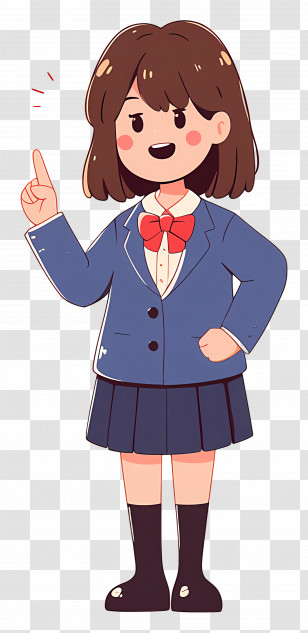 Cartoon Student - Cartoon Student In Uniform Pointing Upwards Transparent PNG