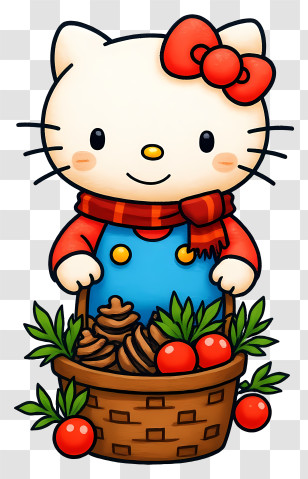 Hello Kitty Winter - Hello Kitty Harvest Basket Transparent PNG