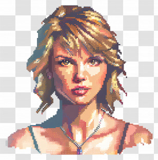 Pixel Taylor Swift - Pixel Art Portrait Of A Woman Transparent PNG