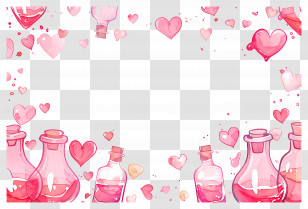 Love Background - Pink Love Potion Bottles With Hearts Transparent PNG