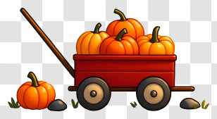 Pumpkin Wagon - Red Wagon Full Of Pumpkins Transparent PNG
