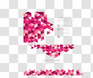 Pink Business Cards Geometry Visiting Card - Triangle - Purple Red Transparent PNG